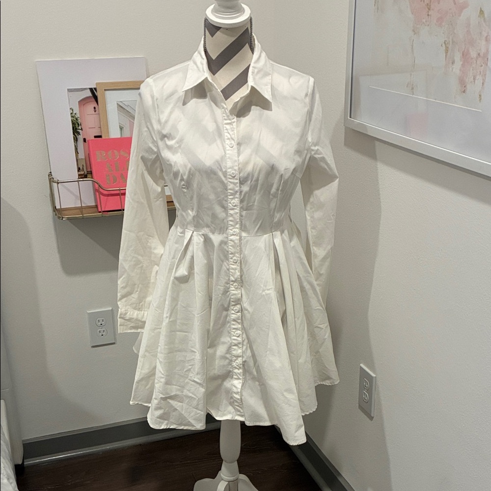 Fashion Nova White Long Sleeve Dress